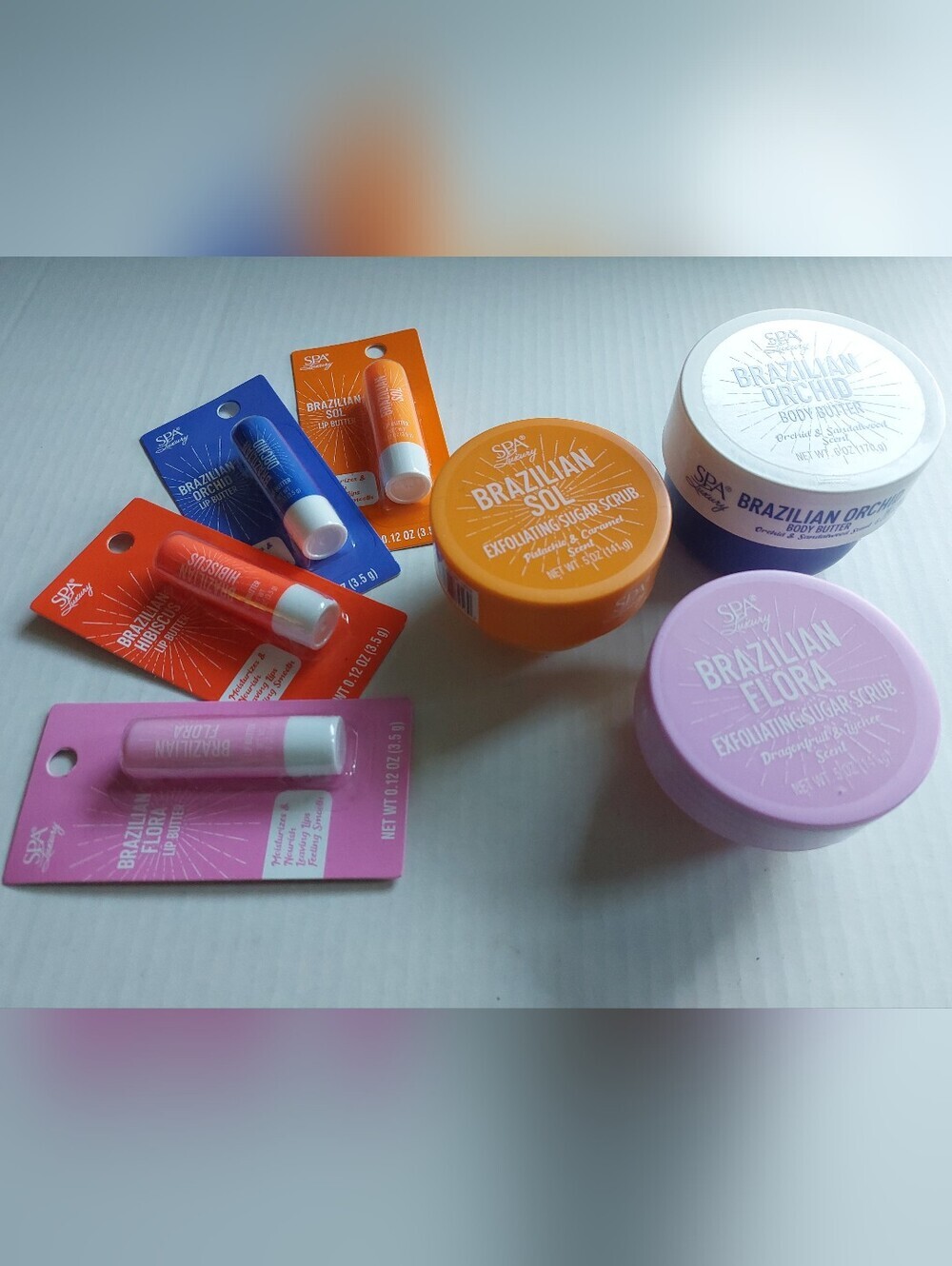 7 Pcs Spa LUXURY Brazilian Sol. Flora. Orchid Body Butter Scrub Lip Butter